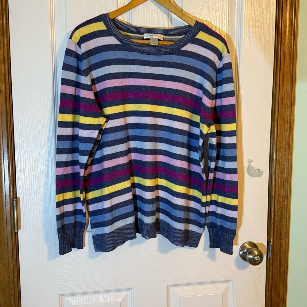 Christopher & Banks colorful Striped Y2K Lightweight Crewneck Sweater XL